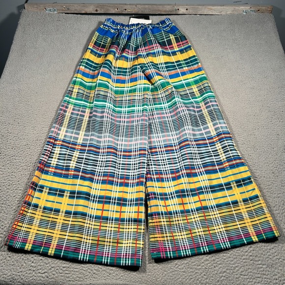 Uoozee Pants Womens 26x28.5 Multicolor Plaid Pleated High Rise Wide‎ Leg Casual - Picture 2 of 9